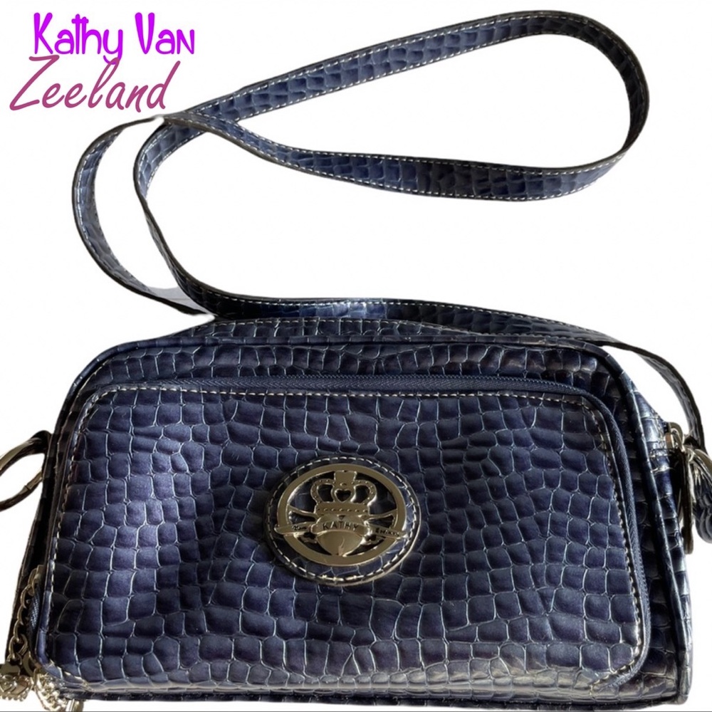 Kathy Van Zeeland purple faux croc purse handbag